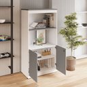 Ver imagem 4 de Estante Armário 160cm para Escritório com 2 Portas Puxadores Cava Corporate F5 Cinza/Sagrado/Branco