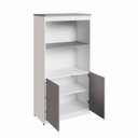 Ver imagem 5 de Estante Armário 160cm para Escritório com 2 Portas Puxadores Cava Corporate F5 Cinza/Sagrado/Branco