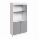 Ver imagem 2 de Estante Armário 160cm para Escritório com 2 Portas Puxadores Cava Corporate F5 Cinza/Sagrado/Branco