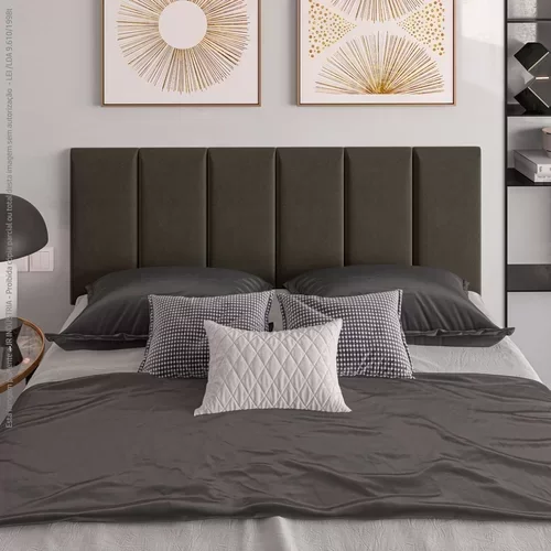 Cabeceira Painel Imperial Estofada Queen Size Marron 1,60m - 2