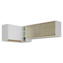 Ver imagem 1 de Kit Armário de Cozinha Aéreo Canto 90cm e Aéreo 120cm Veneza Multimóveis Mp2147 Branco/dourado