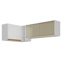 Ver imagem 3 de Kit Armário de Cozinha Aéreo Canto 90cm e Aéreo 120cm Veneza Multimóveis Mp2147 Branco/dourado