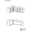 Ver imagem 4 de Kit Armário de Cozinha Aéreo Canto 90cm e Aéreo 120cm Veneza Multimóveis Mp2147 Branco/dourado