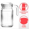 Jarra de Vidro 500ml Transparente com Alça e Tampa - 2