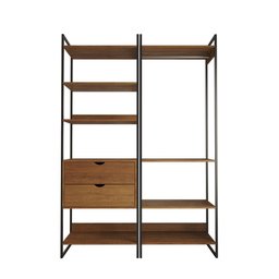 Guarda Roupa Aberto Industrial Casal 2 Módulos Amêndoa Cabideiro com Gavetas Ferro Preto - 3