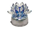 Ver imagem 1 de Enfeite Escultura de Vidro Flor de Lotus de 10cm com Base Espelhada Led Rgb Enfeite de Cristal Cor:a