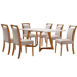 Conjunto Sala de Jantar Mesa 6 Cadeiras Safira  - 2