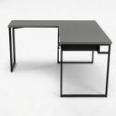 Ver imagem 2 de Mesa Escrivaninha em L Grossa 150x130 C/ Gaveta e Chave Cinza