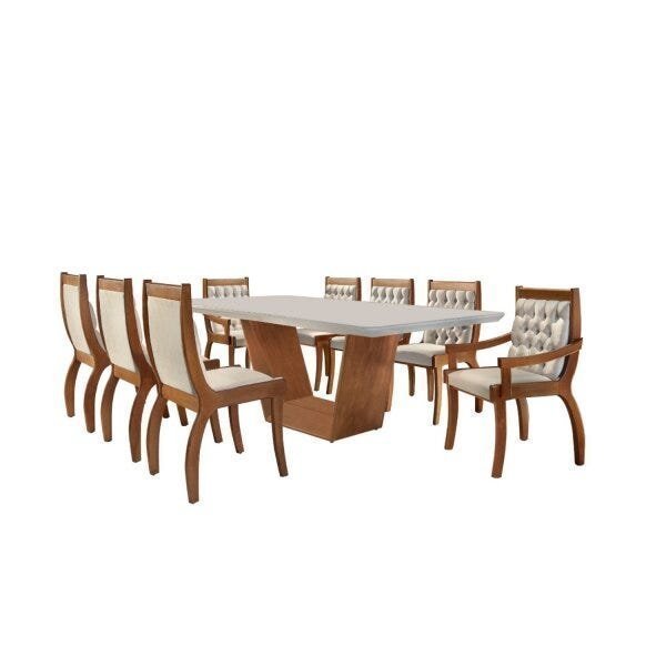 Conjunto Sala de Jantar Mesa Madeira Maciça 8 Cadeiras Cristal Mobilare - 5