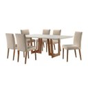 Ver imagem 2 de Conjunto Sala de Jantar Mesa Madeira Maciça 6 Cadeiras Vitoria Marrom/Imbuia/Off White/Creme