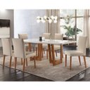 Ver imagem 1 de Conjunto Sala de Jantar Mesa Madeira Maciça 6 Cadeiras Vitoria Marrom/Imbuia/Off White/Creme