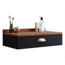 Ver imagem 1 de Penteadeira Gloss Suspensa Moderna Gaveta Puxador Concha Quarto Camarim Vintage - Preto/Freijó -