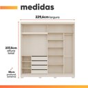Ver imagem 3 de Guarda Roupas Casal 2 Portas de Correr 4 Gavetas 100% MDF Livia