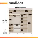 Ver imagem 4 de Guarda Roupas Casal 2 Portas de Correr 4 Gavetas 100% MDF Livia