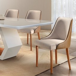 Conjunto Sala de Jantar Mesa Madeira Maciça Sarah e 8 Cadeiras Roma Mobilare - 4