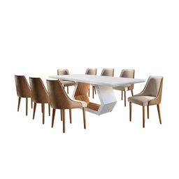 Conjunto Sala de Jantar Mesa Madeira Maciça Sarah e 8 Cadeiras Roma  - 7