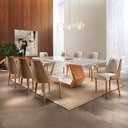 Ver imagem 1 de Conjunto Sala de Jantar Mesa Madeira Maciça Sarah e 8 Cadeiras Roma Mobilare Marrom/Caramelo/Cinamom