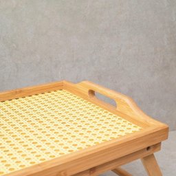 Bandeja Café da Manhã de Cama Bambu Palha com Pés Dobrável - 4