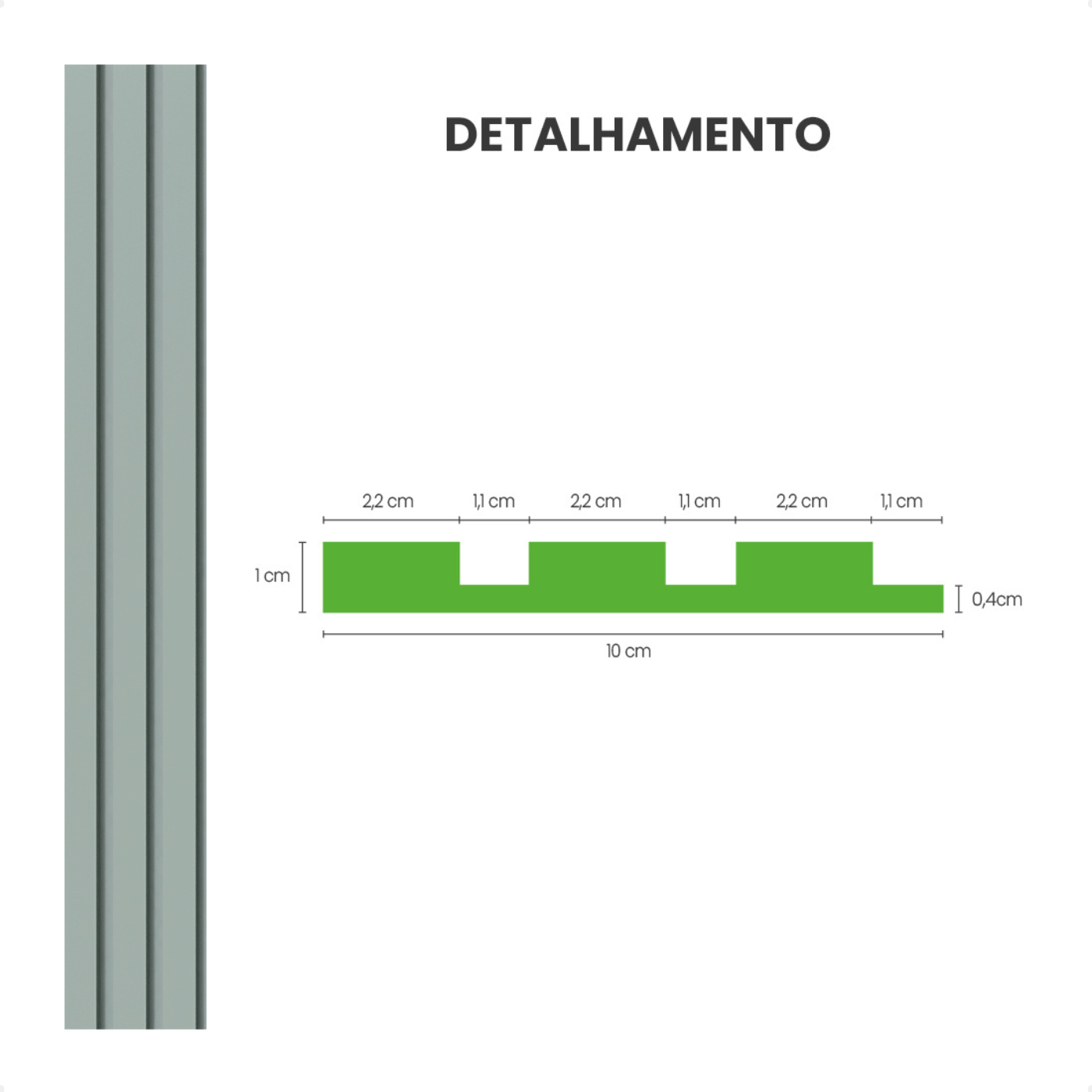 Painel Ripado Laminado de Eva Autocolante Flexível Rolo 5mt Verde - 4