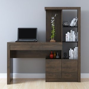 Escrivaninha Mesa Escritório com Estante 2 Portas 1 Gaveta Me4143