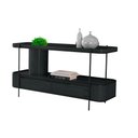 Ver imagem 2 de Aparador Sala de Jantar Cachepot em Madeira Maciça Ébano 2 Gavetas Estrutura Metal Preto