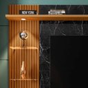 Ver imagem 3 de Painel Bancada Suspensa Para TV Até 60 Polegadas Trend Preto Fosco/Cinamomo/Nero - Bechara