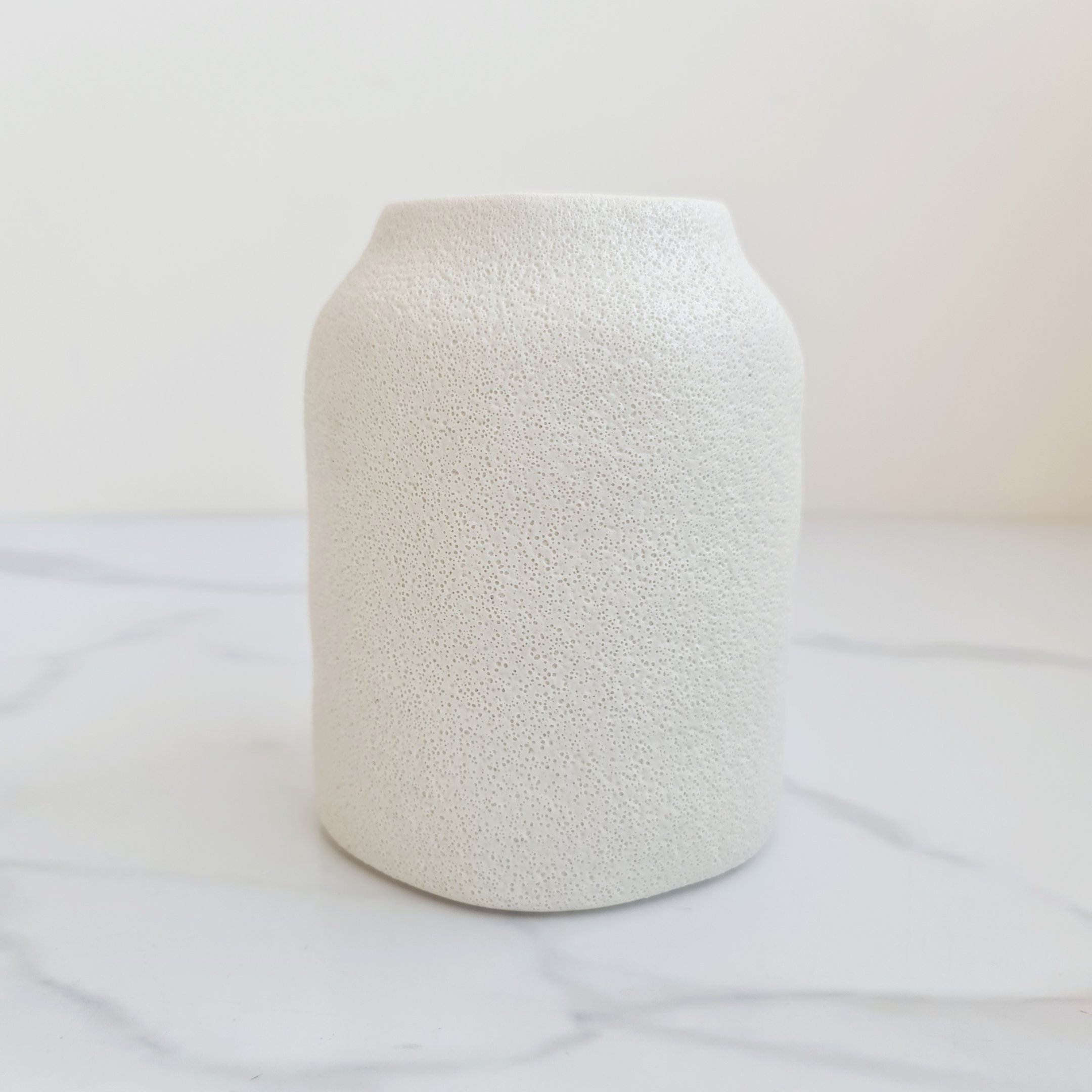 Vaso de Cerâmica Texturizado Branco 15,5 cm