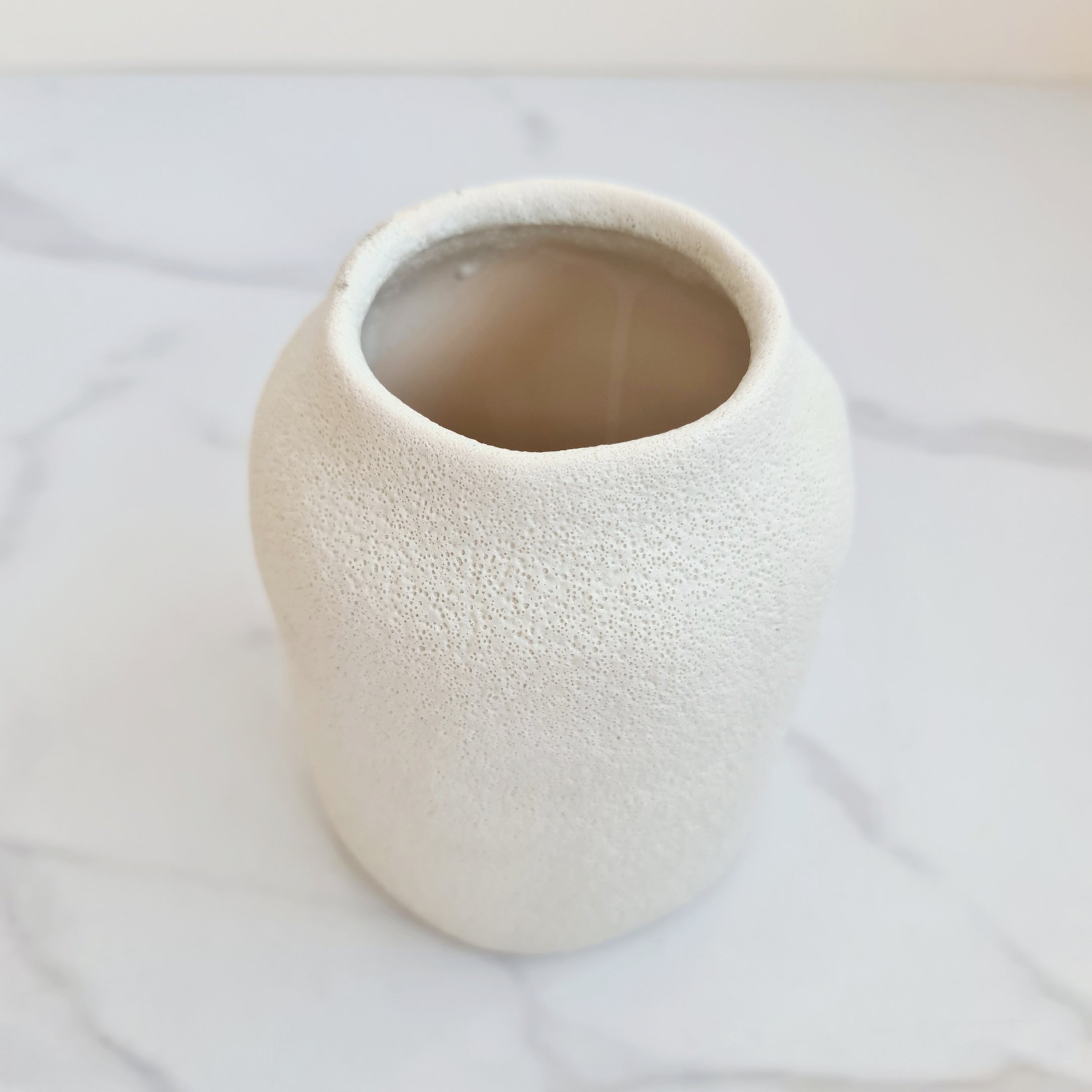 Vaso de Cerâmica Texturizado Branco 15,5 cm - 2