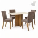 Ver imagem 2 de Conjunto Sala de Jantar Mesa Lana 120cm Tampo MDF Canto Reto 4 Cadeiras Lily