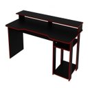 Ver imagem 3 de Mesa Gamer Escrivaninha com Porta CPU 136cm Preto E Vermelho