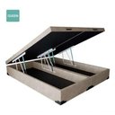 Ver imagem 1 de Cama Box Baú Queen Bipartido Sintético Bege 38x158x198