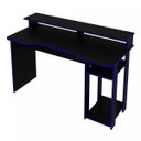 Ver imagem 3 de Mesa Gamer Escrivaninha com Porta CPU 136cm Preto E Azul