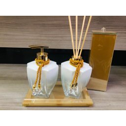 Kit Banheiro Dourado Aromatizador Porta Sabonete Luxo Casa - 1