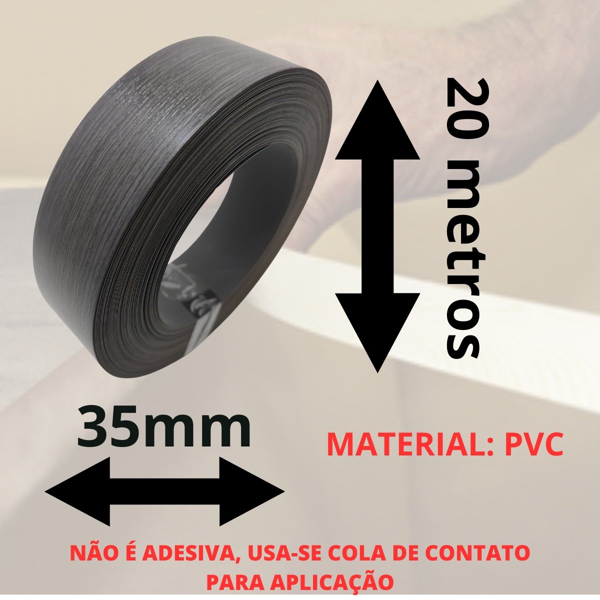 Fita de Borda Pvc Madeirado Metropole Duratex 35mm X 20m Moveis Acabamento Resistente - 3