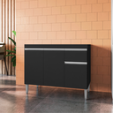 Ver imagem 2 de Balcão Gabinete de Cozinha 3 Portas 100cm Tatiane sem Tampo:preto