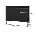 Ver imagem 4 de Balcão Gabinete de Cozinha 3 Portas 100cm Tatiane sem Tampo:preto