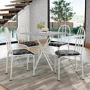 Ver imagem 2 de Kit Mesa Diamante 544 Sala de Jantar 4 Cadeiras Pés Tubular Floral/branco