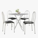 Ver imagem 1 de Kit Mesa Diamante 544 Sala de Jantar 4 Cadeiras Pés Tubular Floral/branco