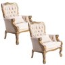 Kit 2 Poltronas Clássicas Decorativa Imperador Dourado Envelhecido e Bege Soberati Poltrona Clássica - 1