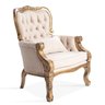 Kit 2 Poltronas Clássicas Decorativa Imperador Dourado Envelhecido e Bege Soberati Poltrona Clássica - 2