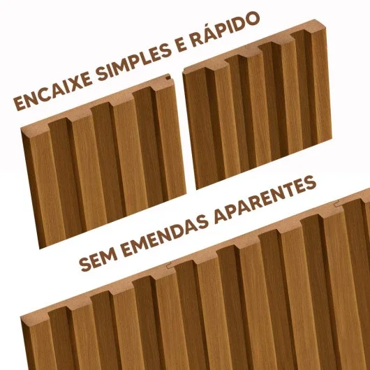 Cabeceira Ripada Grande para Quarto 260 Cm X 250 Cm Mdf e Mdp Nature Espresso Móveis - 3