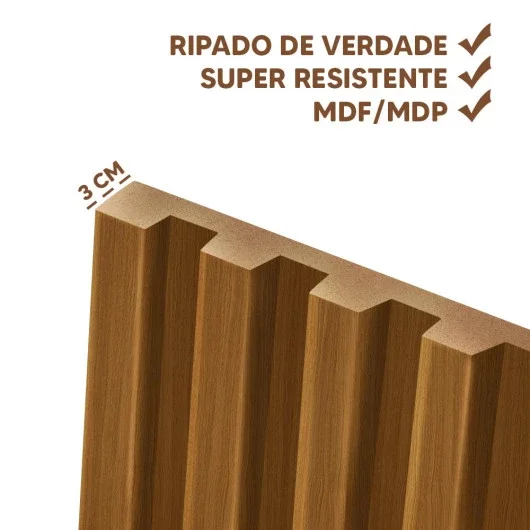 Cabeceira Ripada Grande para Quarto 260 Cm X 250 Cm Mdf e Mdp Nature Espresso Móveis - 2