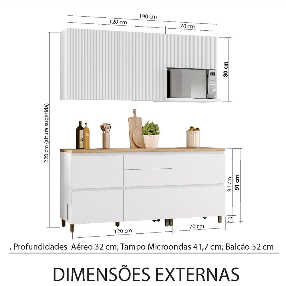 Cozinha 4 Peças Ripado Rainha 100 Mdf - 3