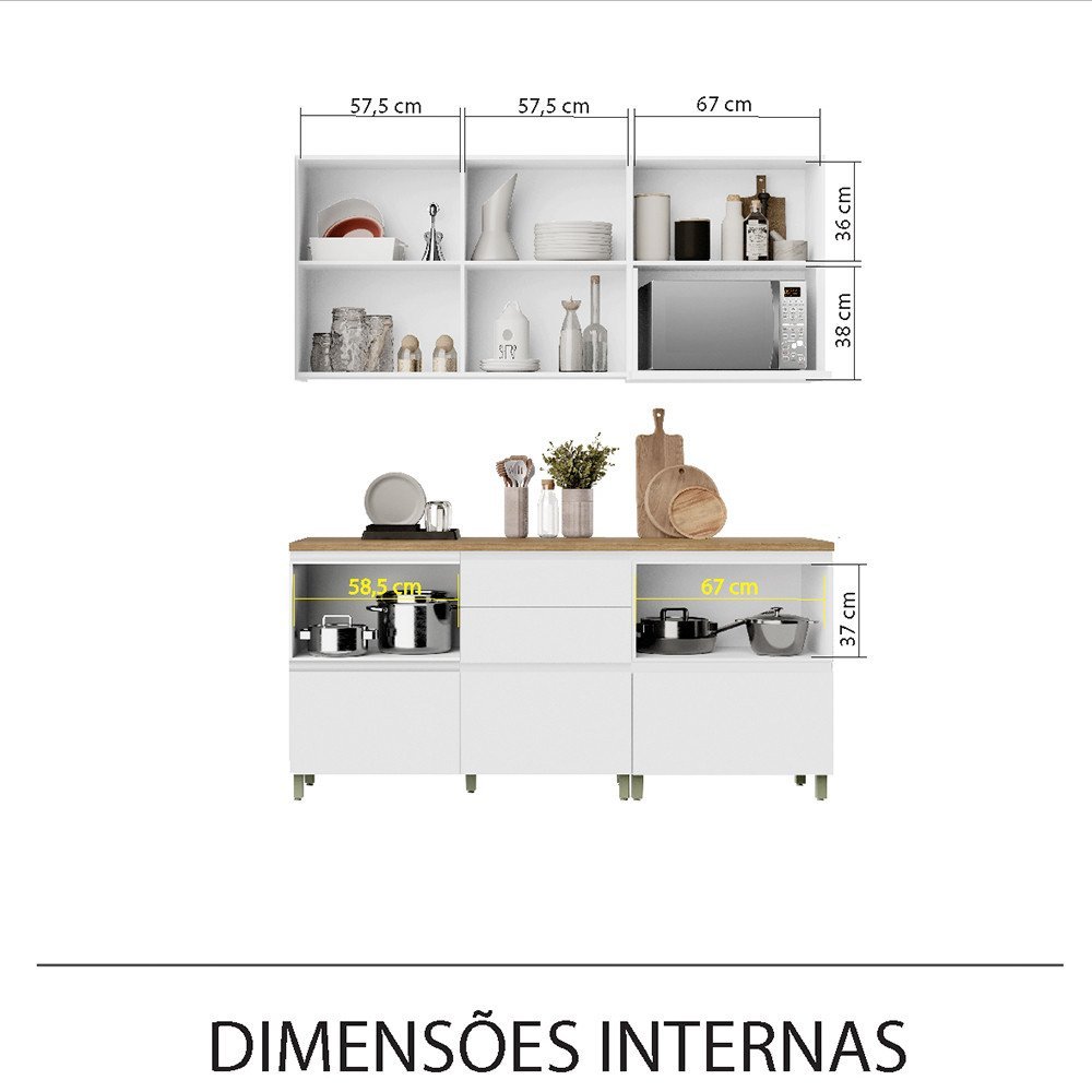 Cozinha 4 Peças Ripado Rainha 100 Mdf - 4