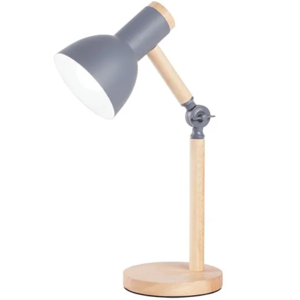 Luminária Mesa Abajur 45cm Articulada Retrô Madeira Gimpo Kjtd-685-pai: Cinza