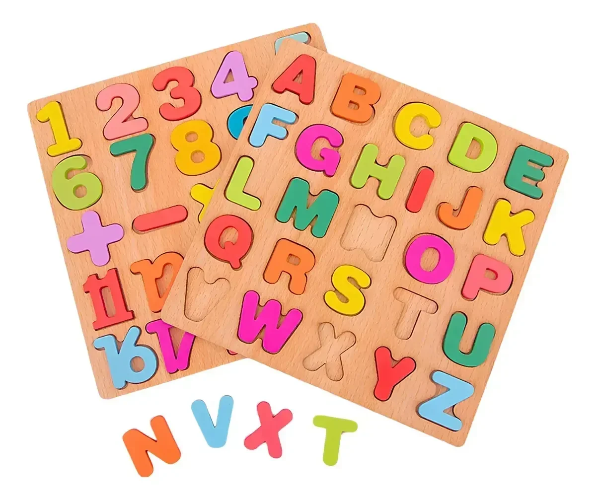 Ver imagem 1 de Quadro Educativo Madeira Pedagógico Encaixe Quebra Cabeça