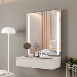 Penteadeira Camarim Paris com Espelho Led Mavaular:off White - 4