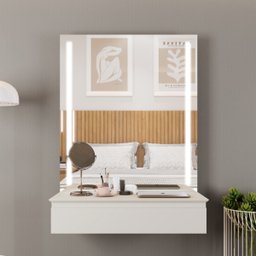 Penteadeira Camarim Paris com Espelho Led Mavaular:off White - 5