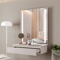 Penteadeira Camarim Paris com Espelho Led Mavaular:off White - 3