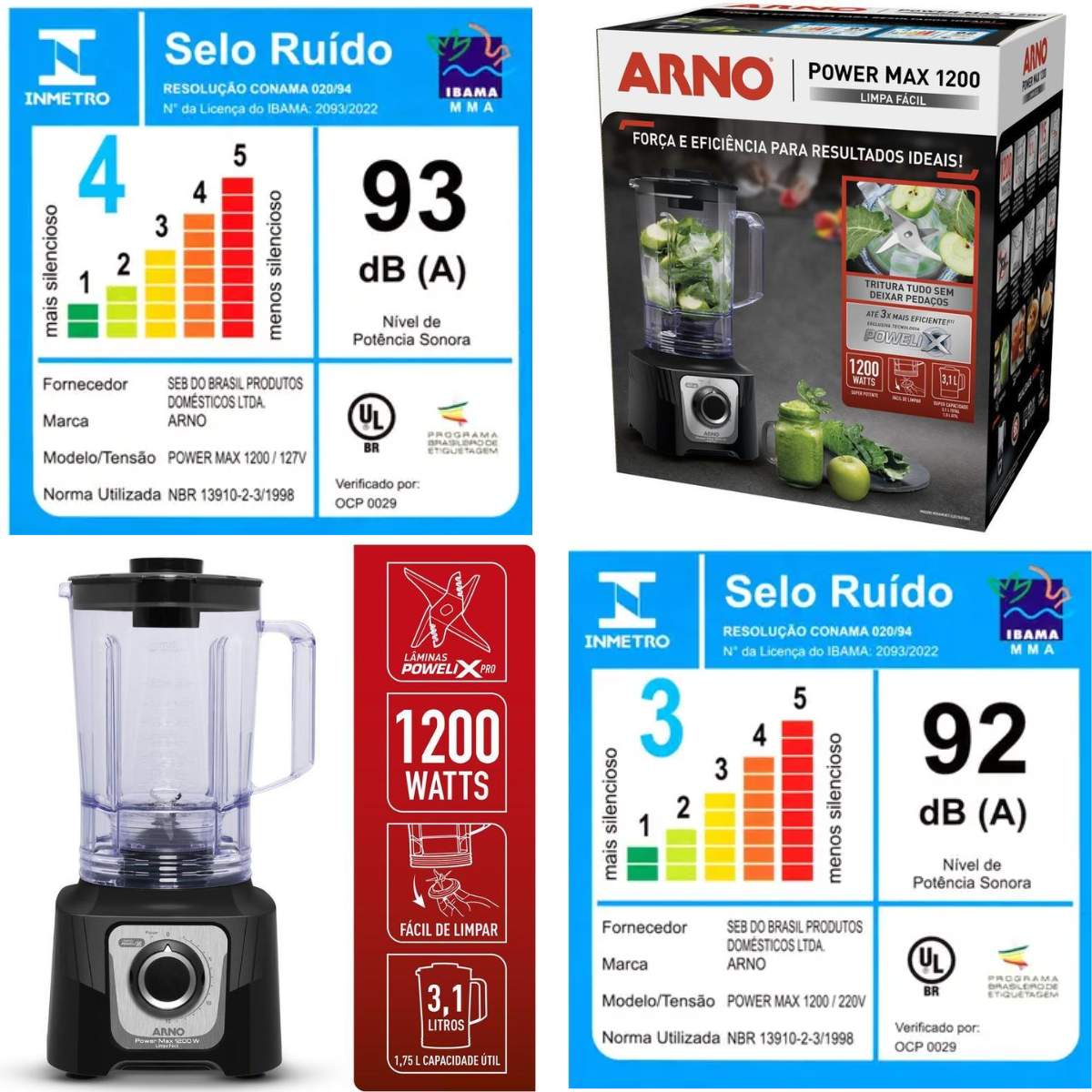 Liquidificador Power Max Limpa Facil 1200w 110v - 6